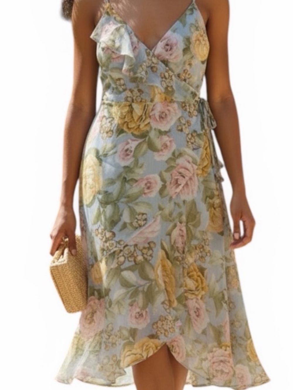 Express Blue Green Floral Dress -Size L